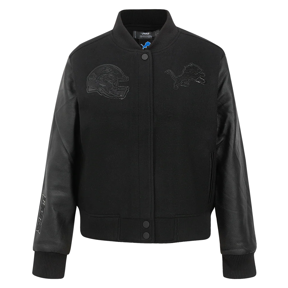 NFL DETROIT LIONS TRIPLE BLACK WOMEN'S WOOL VARSITY JACKET (TRIPLE BLACK WOMEN'S)