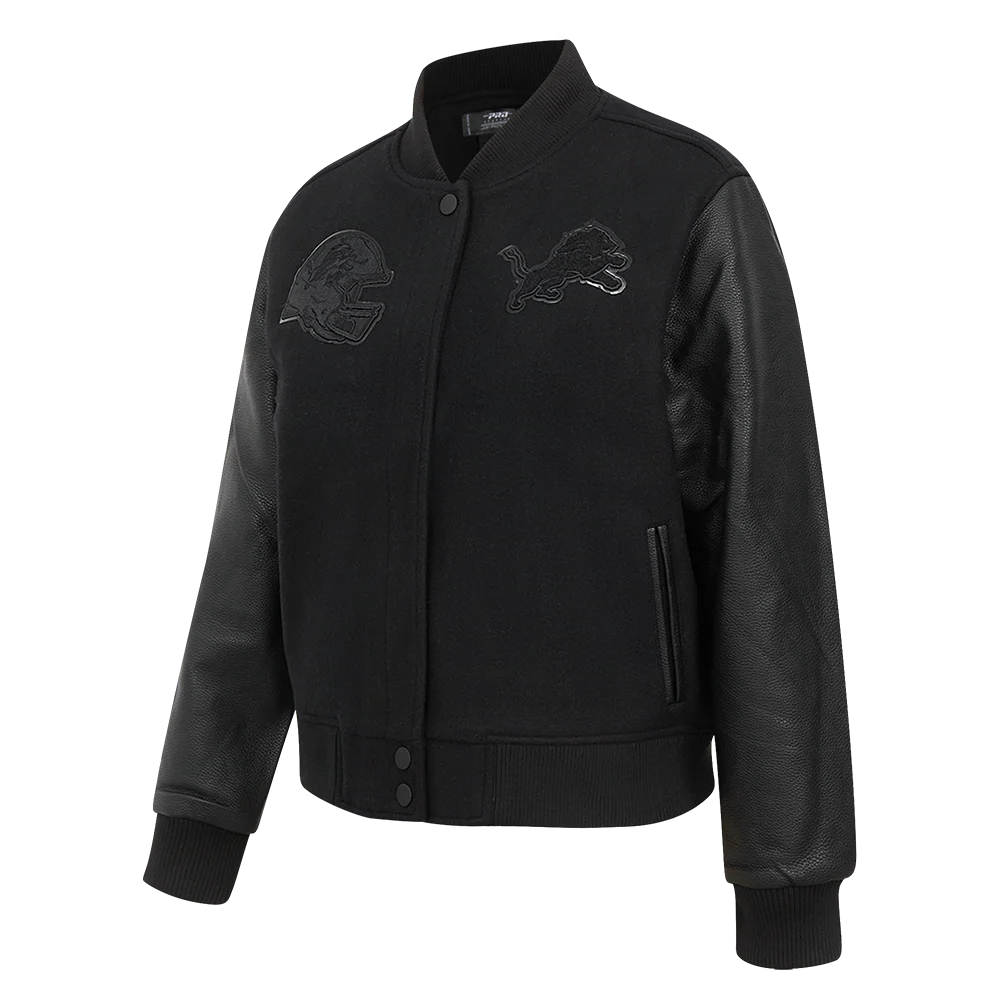 NFL DETROIT LIONS TRIPLE BLACK WOMEN'S WOOL VARSITY JACKET (TRIPLE BLACK WOMEN'S) - Image 2