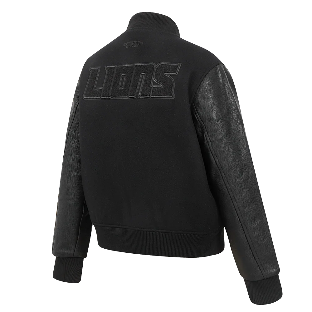 NFL DETROIT LIONS TRIPLE BLACK WOMEN'S WOOL VARSITY JACKET (TRIPLE BLACK WOMEN'S) - Image 4