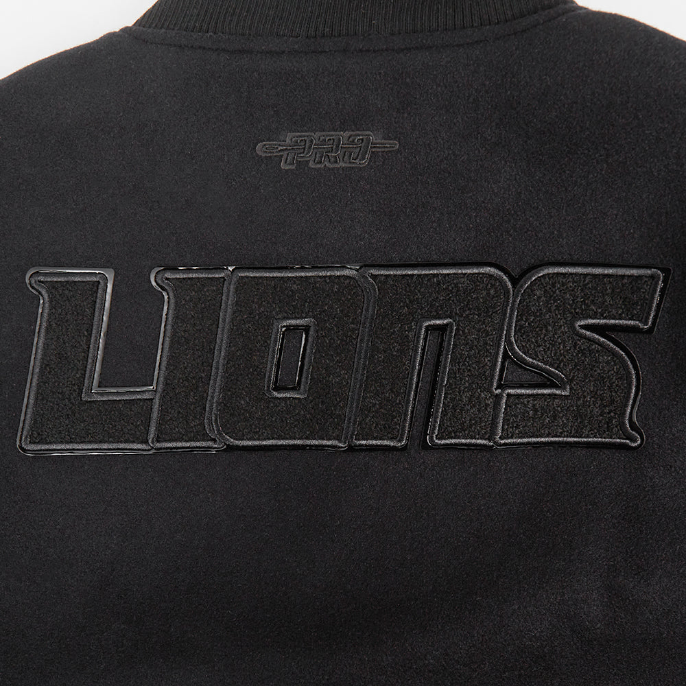 NFL DETROIT LIONS TRIPLE BLACK WOMEN'S WOOL VARSITY JACKET (TRIPLE BLACK WOMEN'S) - Image 7