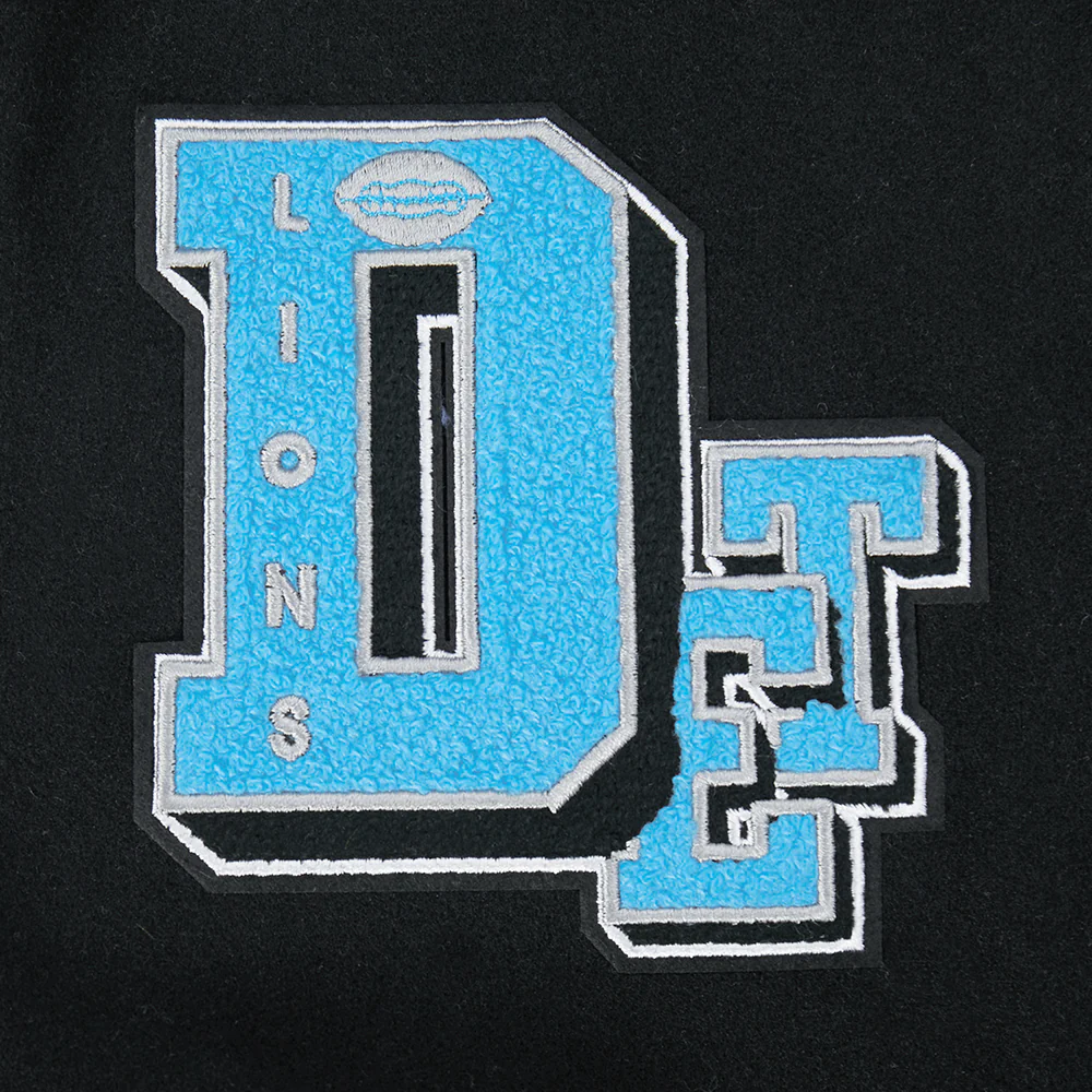 NFL DETROIT LIONS BEST OF WOMEN'S CROPPED RIB WOOL VARSITY JACKET (BLACK/WHITE) - Image 5