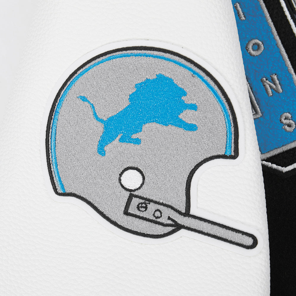 NFL DETROIT LIONS BEST OF WOMEN'S CROPPED RIB WOOL VARSITY JACKET (BLACK/WHITE) - Image 7