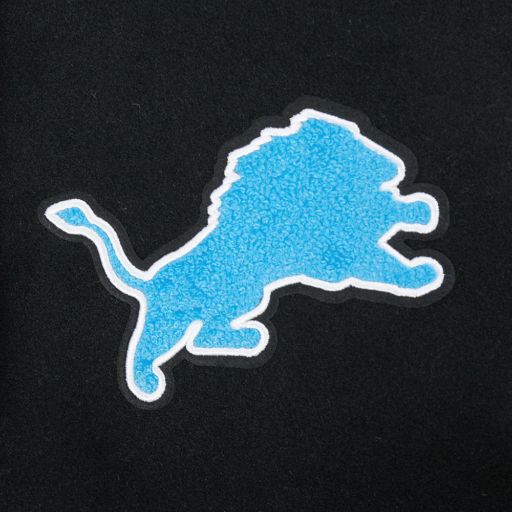 NFL DETROIT LIONS BEST OF WOMEN'S CROPPED RIB WOOL VARSITY JACKET (BLACK/WHITE) - Image 9