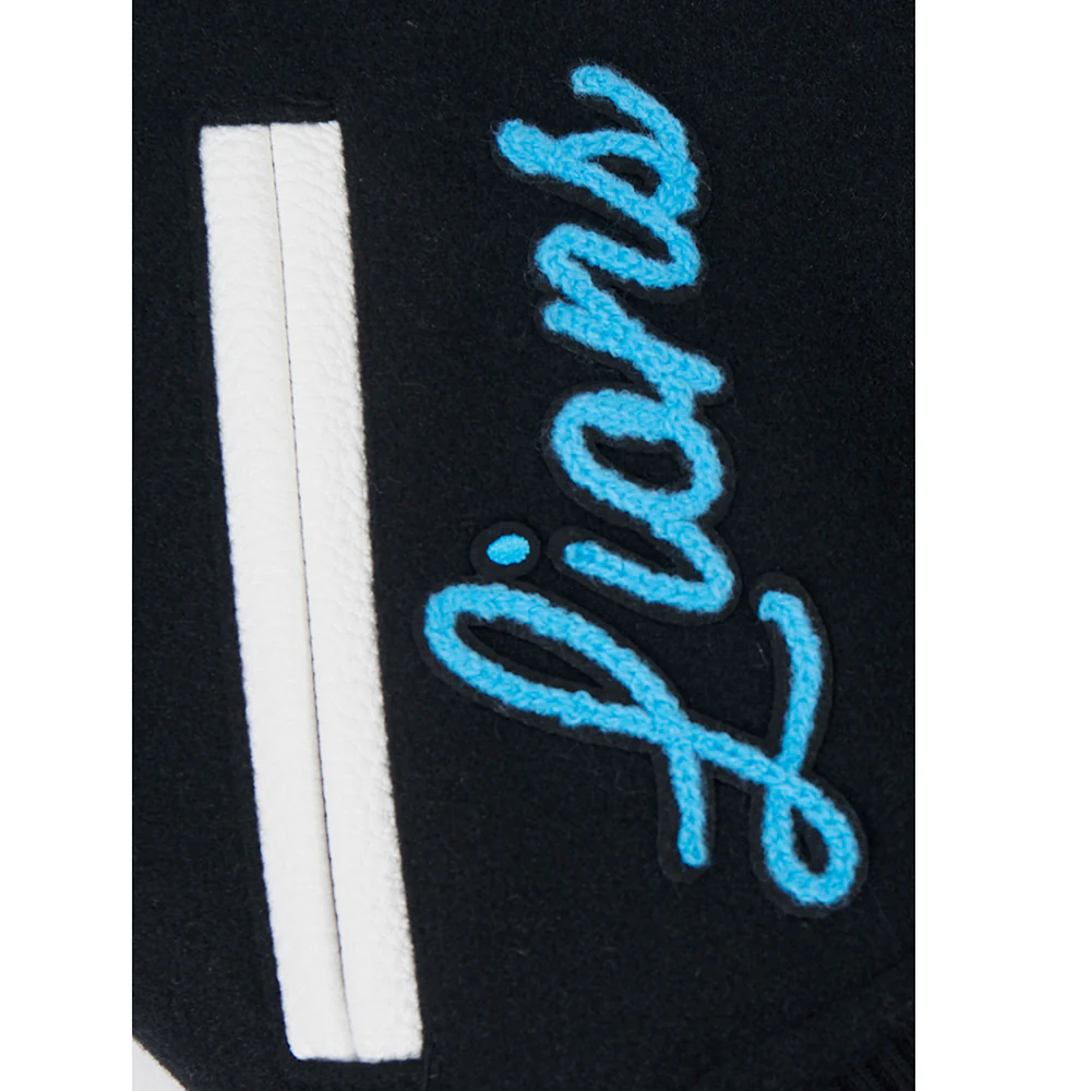 NFL DETROIT LIONS LEGACY WOMEN'S CROPPED RIB WOOL VARSITY JACKET (BLACK/WHITE) - Image 6