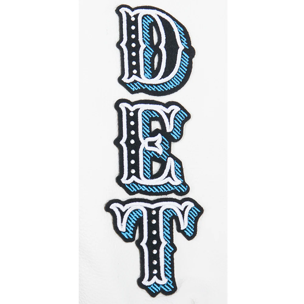 NFL DETROIT LIONS LEGACY WOMEN'S CROPPED RIB WOOL VARSITY JACKET (BLACK/WHITE) - Image 7