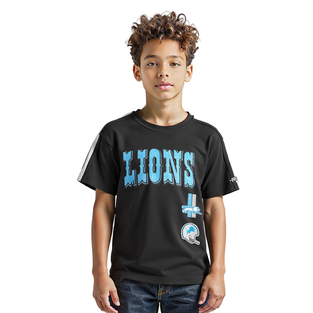NFL DETROIT LIONS RETRO CLASSIC LITTLE BOYS SHORT SLEEVE TAPING TEE (BLACK) - Image 6