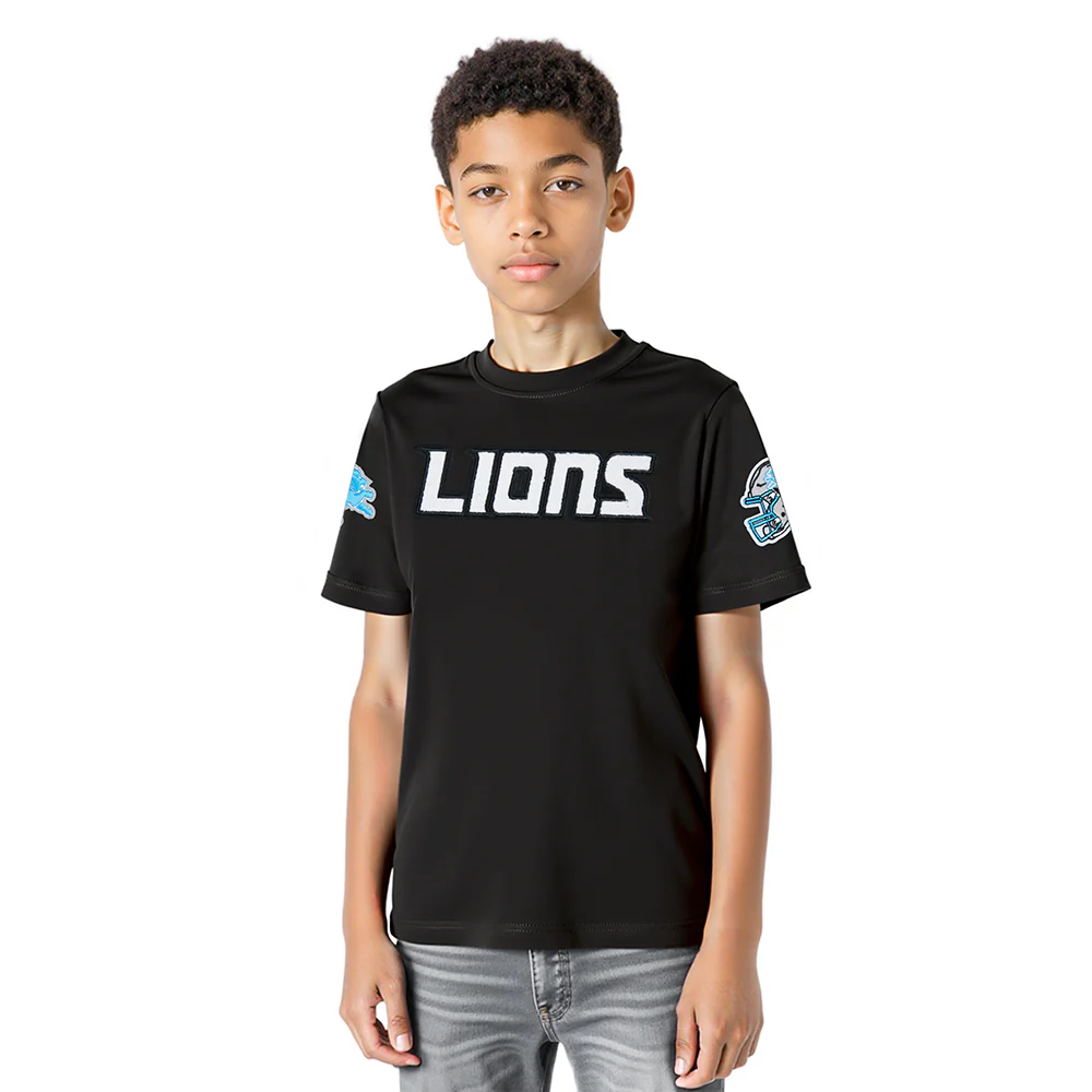 NFL DETROIT LIONS CLASSIC CHENILLE LITTLE BOY'S SS TEE (BLACK)
