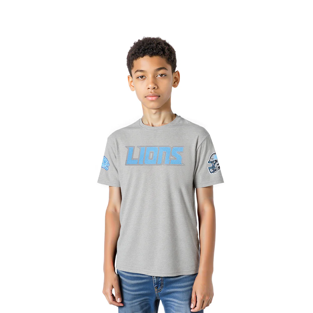 NFL DETROIT LIONS CLASSIC CHENILLE LITTLE BOY'S SS TEE (HEATHER GREY)