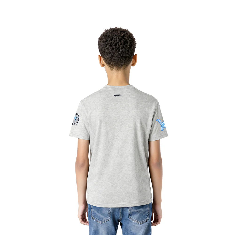 NFL DETROIT LIONS CLASSIC CHENILLE LITTLE BOY'S SS TEE (HEATHER GREY) - Image 2