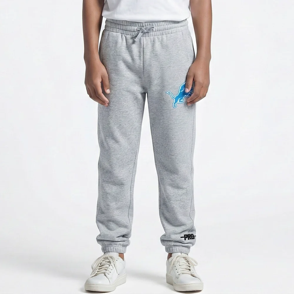 NFL DETROIT LIONS CLASSIC CHENILLE LITTLE BOY'S FLEECE SWEATPANT (HEATHER GREY)