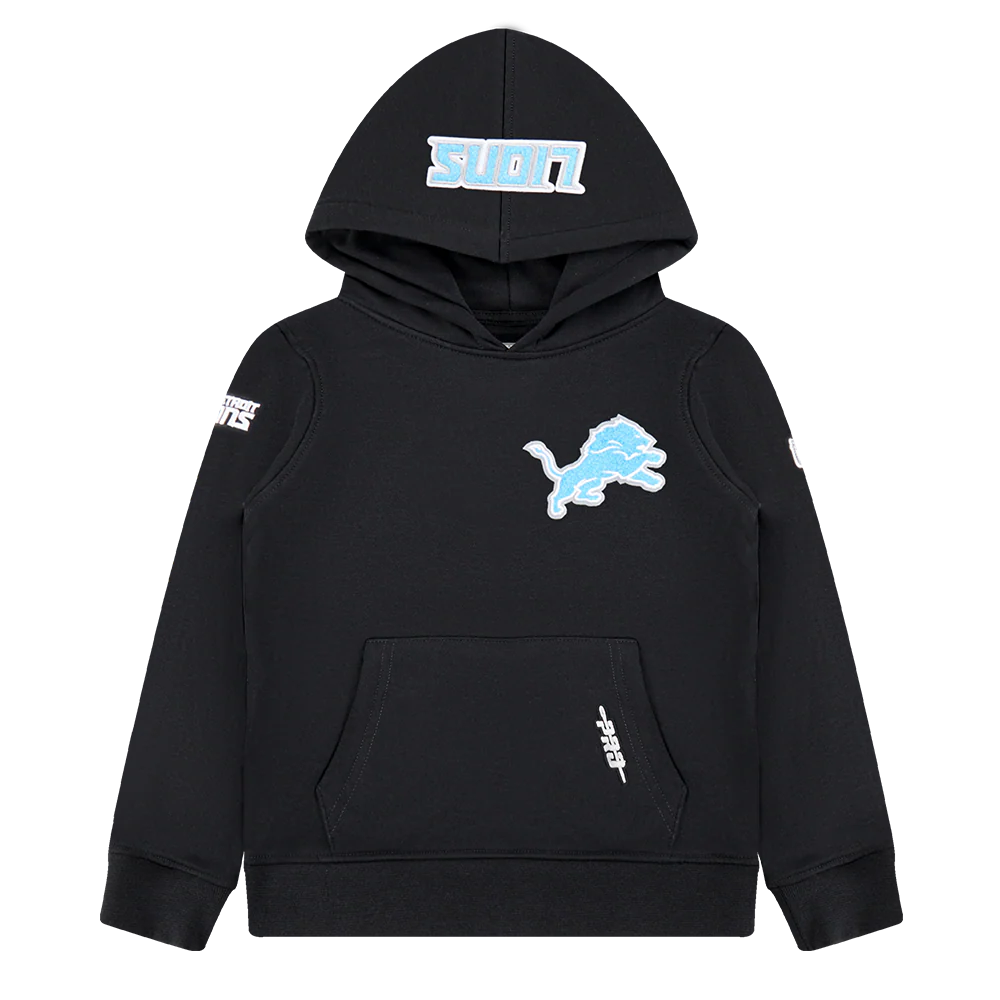 NFL DETROIT LIONS CLASSIC LITTLE BOYS FLEECE PULLOVER HOODIE (BLACK)