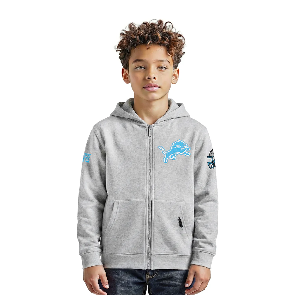 NFL DETROIT LIONS CLASSIC LITTLE BOY'S FLC FZ HOODIE (HEATHER GREY)