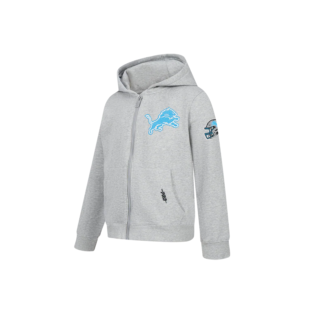 NFL DETROIT LIONS CLASSIC LITTLE BOY'S FLC FZ HOODIE (HEATHER GREY) - Image 3