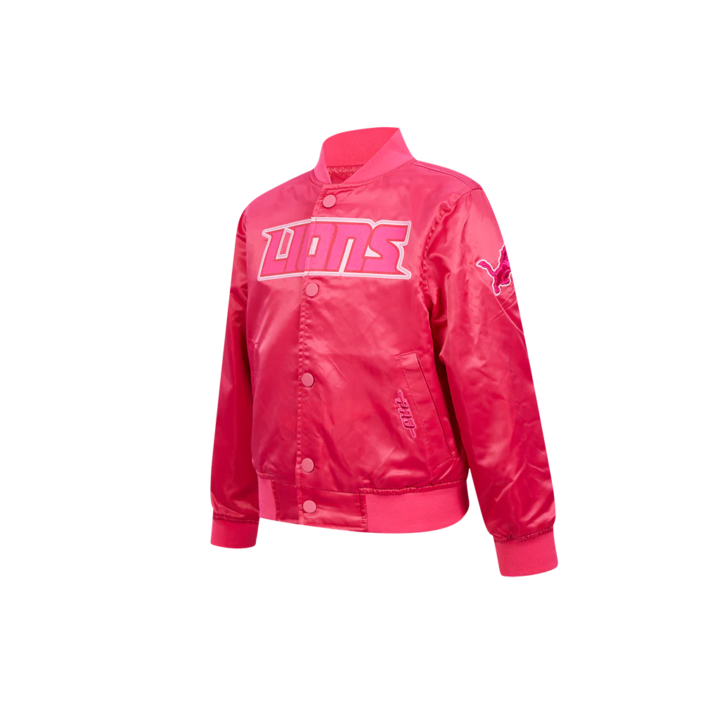 NFL DETROIT LIONS TRIPLE PINK LITTLE GIRLS SATIN JACKET (BEETROOT PURPLE) - Image 5