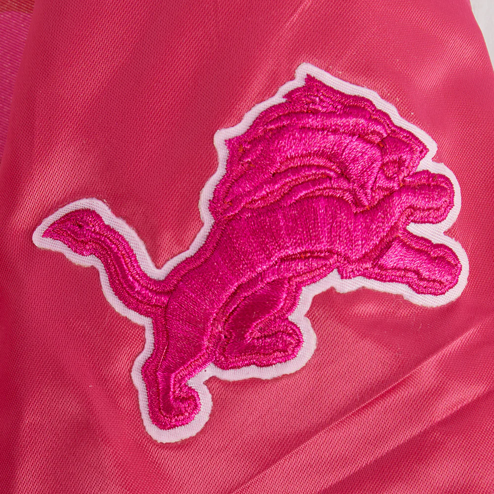 NFL DETROIT LIONS TRIPLE PINK LITTLE GIRLS SATIN JACKET (BEETROOT PURPLE) - Image 8