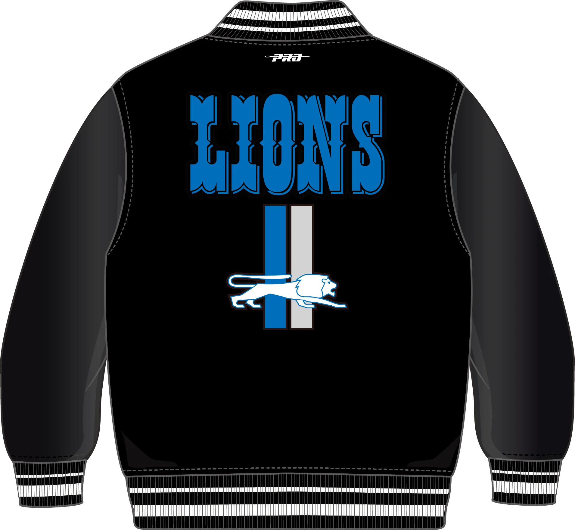 NFL DETROIT LIONS RETRO CLASSIC LITTLE BOYS RIB WOOL VARSITY JACKET (BLACK) - Image 13