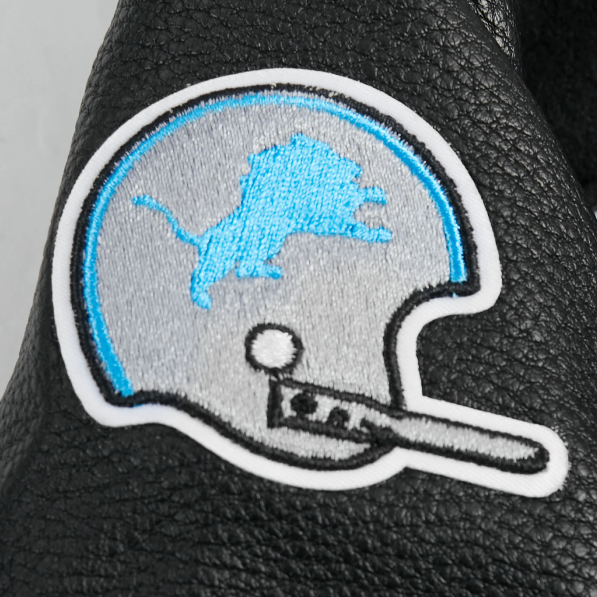 NFL DETROIT LIONS RETRO CLASSIC LITTLE BOYS RIB WOOL VARSITY JACKET (BLACK) - Image 7