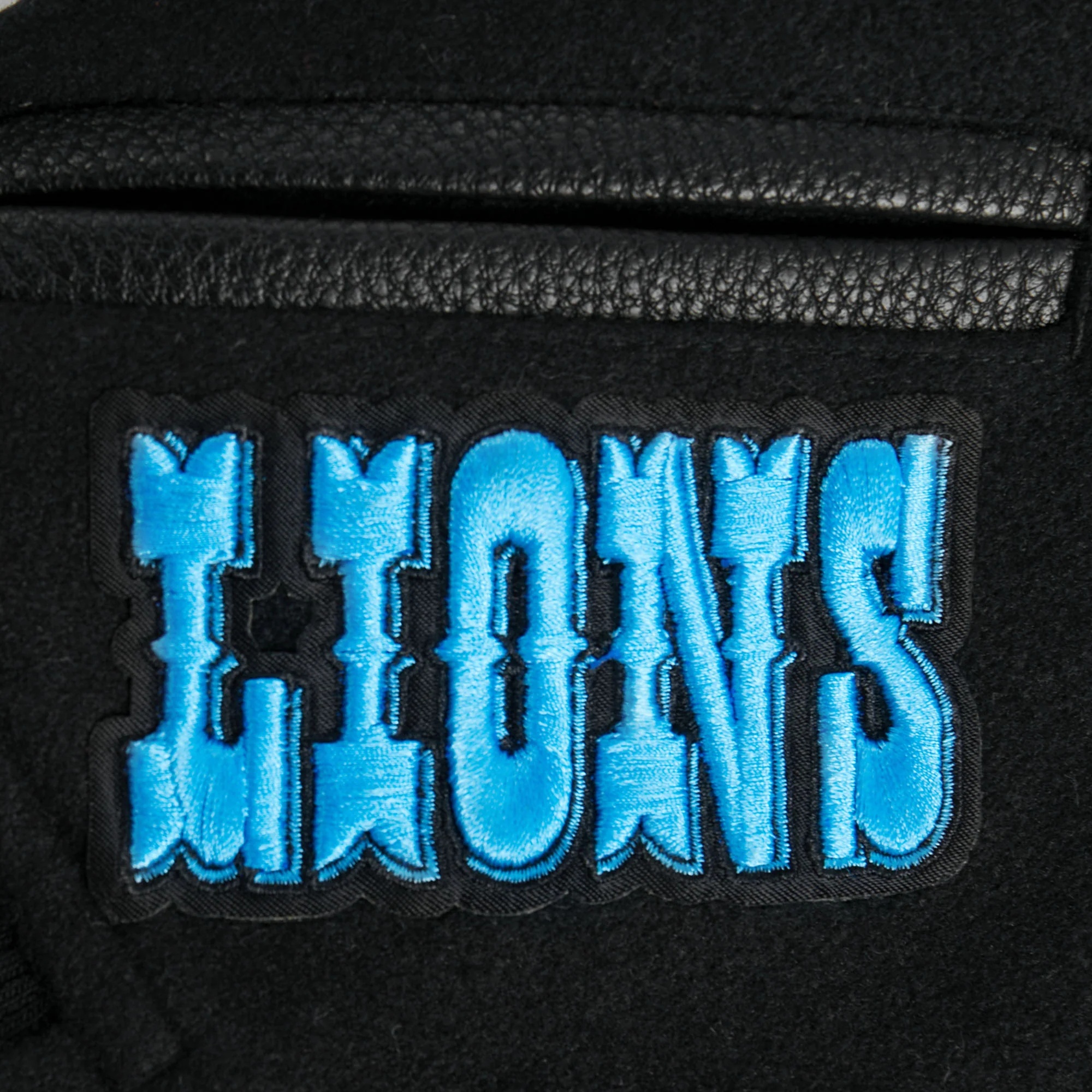 NFL DETROIT LIONS RETRO CLASSIC LITTLE BOYS RIB WOOL VARSITY JACKET (BLACK) - Image 8