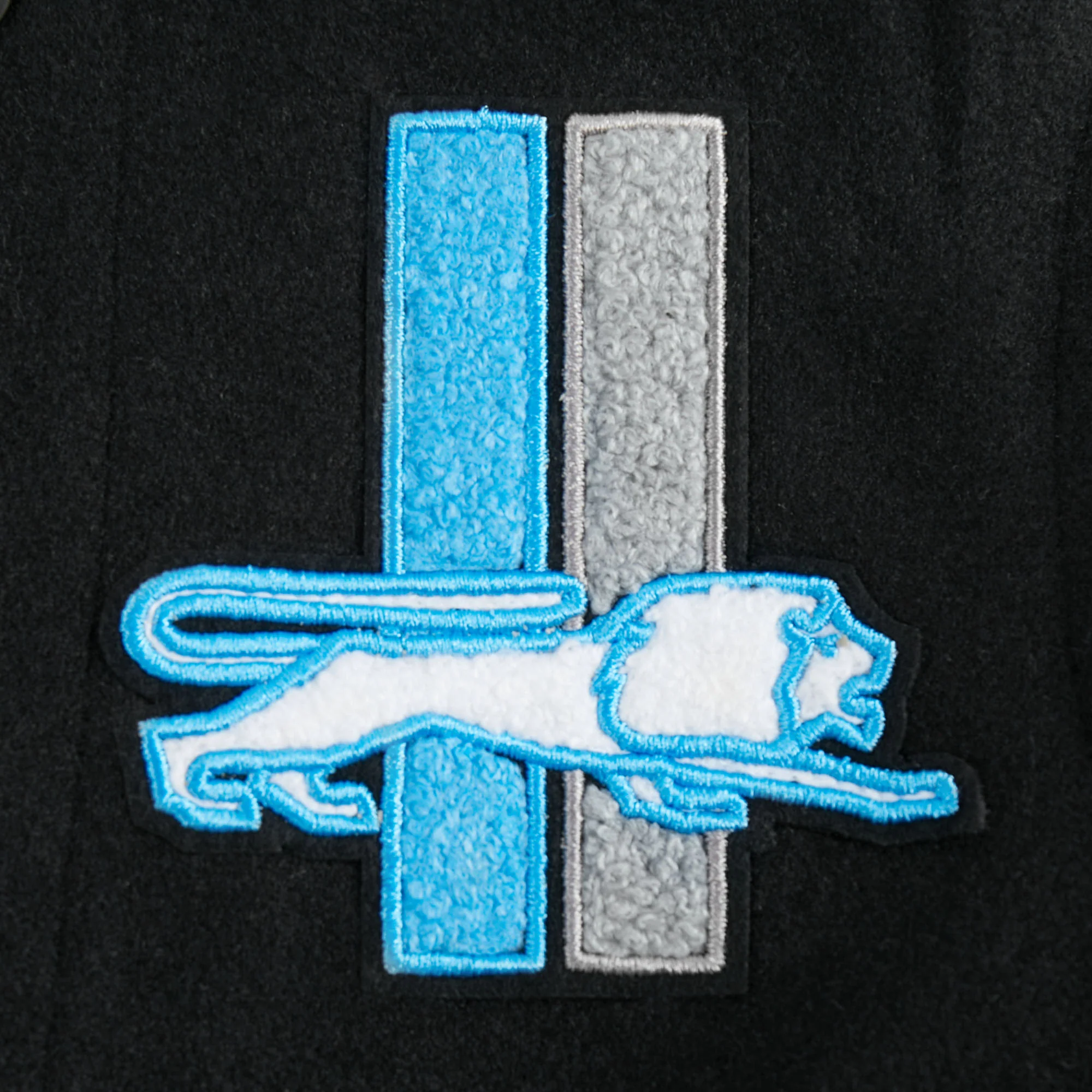 NFL DETROIT LIONS RETRO CLASSIC LITTLE BOYS RIB WOOL VARSITY JACKET (BLACK) - Image 9