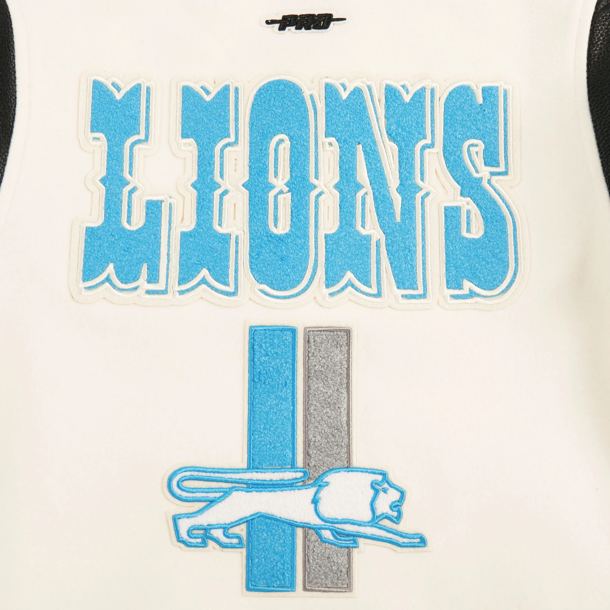 NFL DETROIT LIONS RETRO CLASSIC LITTLE BOYS RIB WOOL VARSITY JACKET (EGGSHELL/ BLACK) - Image 12