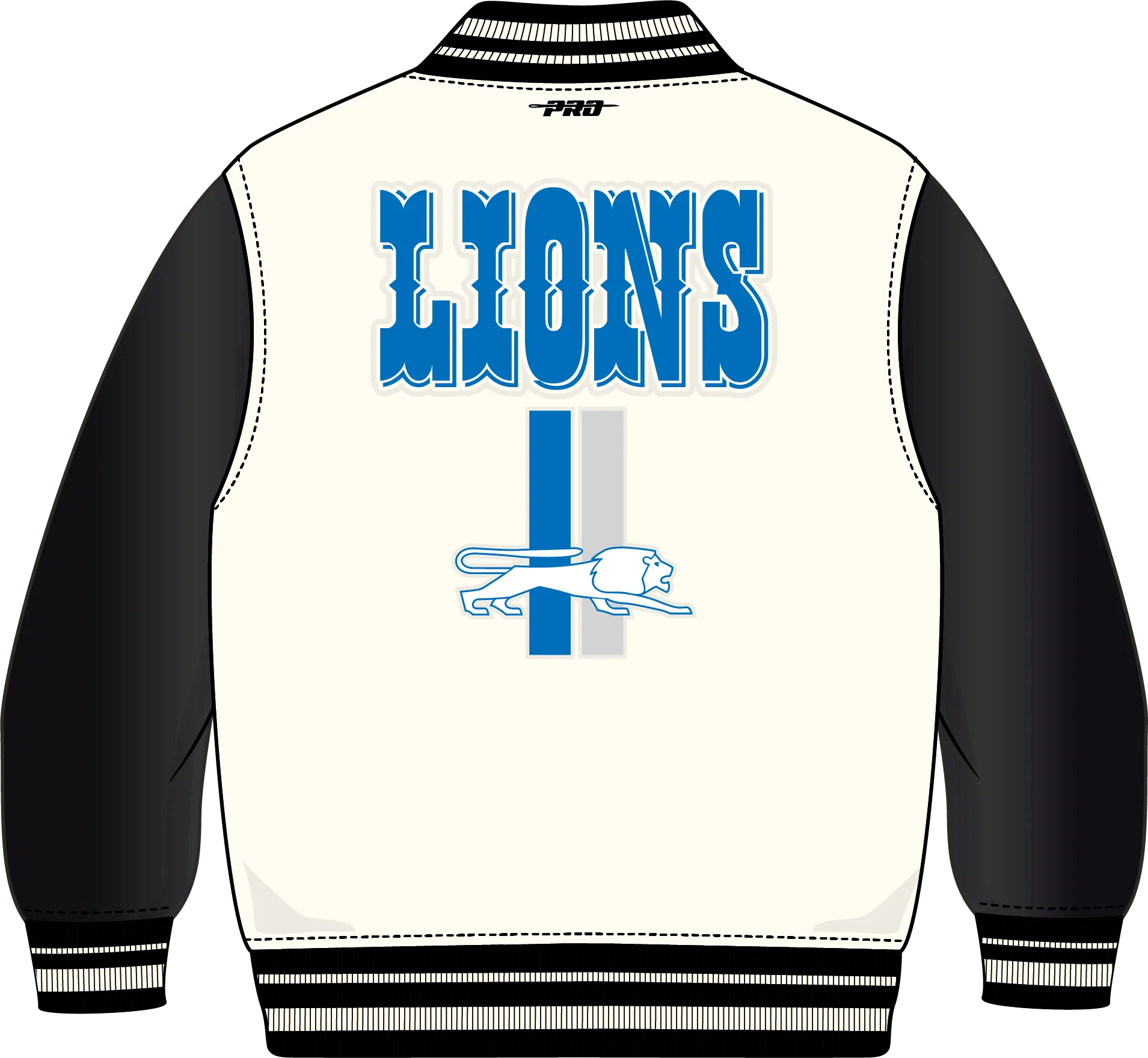 NFL DETROIT LIONS RETRO CLASSIC LITTLE BOYS RIB WOOL VARSITY JACKET (EGGSHELL/ BLACK) - Image 14