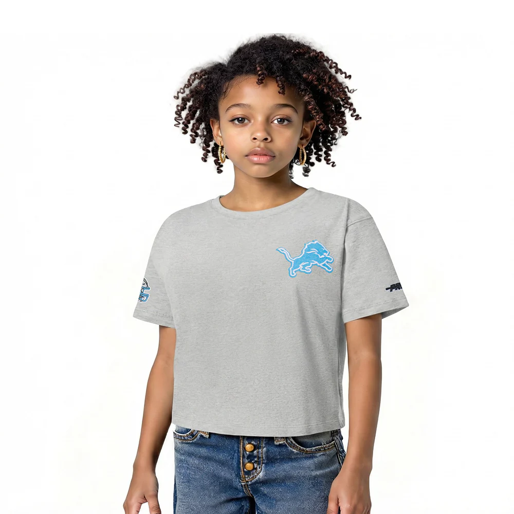 NFL DETROIT LIONS CLASSIC LITTLE GIRL'S SS BOXY TEE (HEATHER GREY)