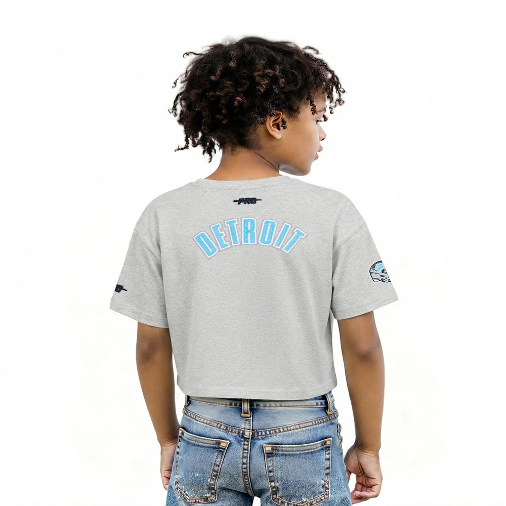 NFL DETROIT LIONS CLASSIC LITTLE GIRL'S SS BOXY TEE (HEATHER GREY) - Image 2