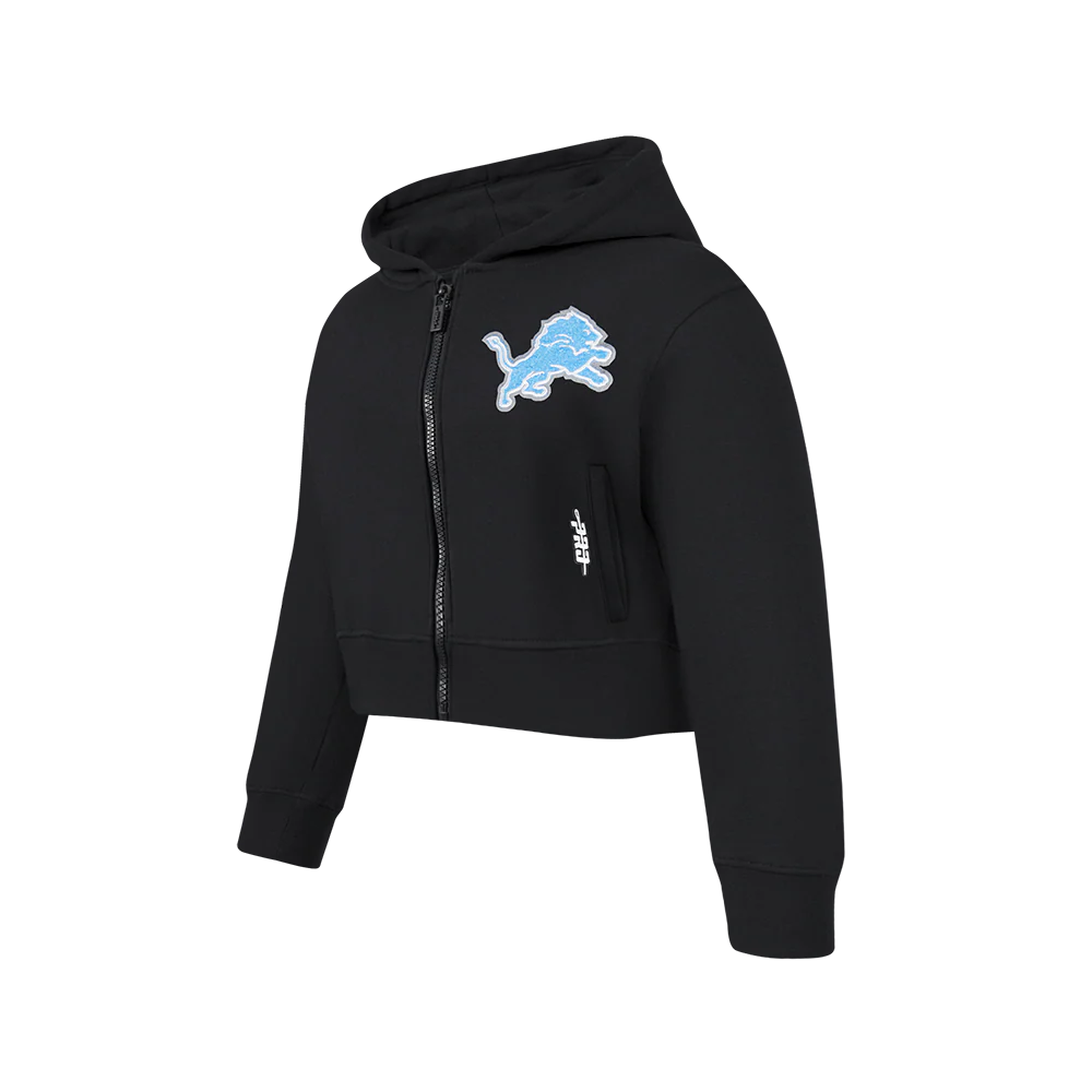 NFL DETROIT LIONS CLASSIC LITTLE GIRLS  FLEECE FULL ZIP HOODIE (BLACK) - Image 2