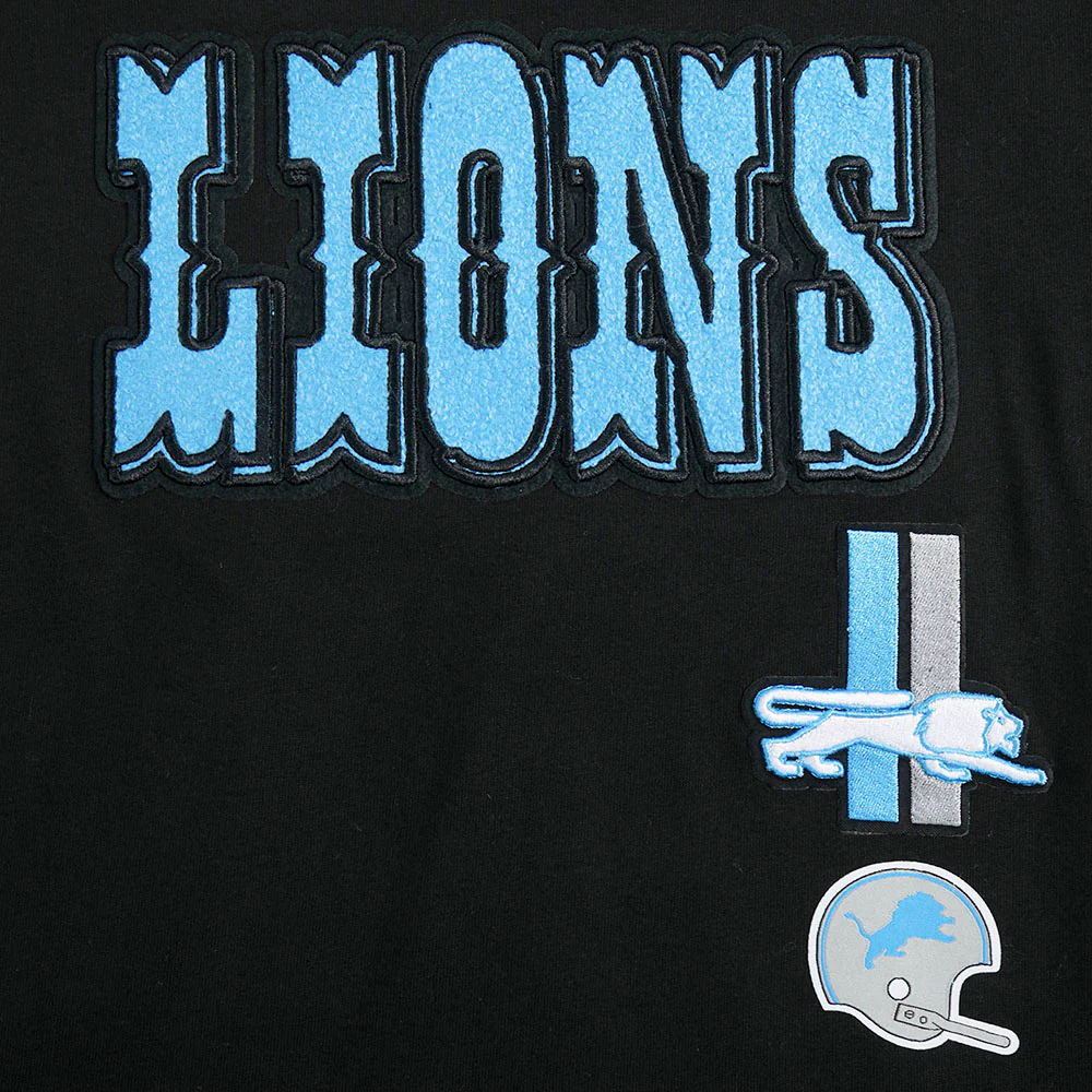 NFL DETROIT LIONS RETRO CLASSIC LITTLE GIRLS RIB FLEECE CREWNECK (BLACK) - Image 9