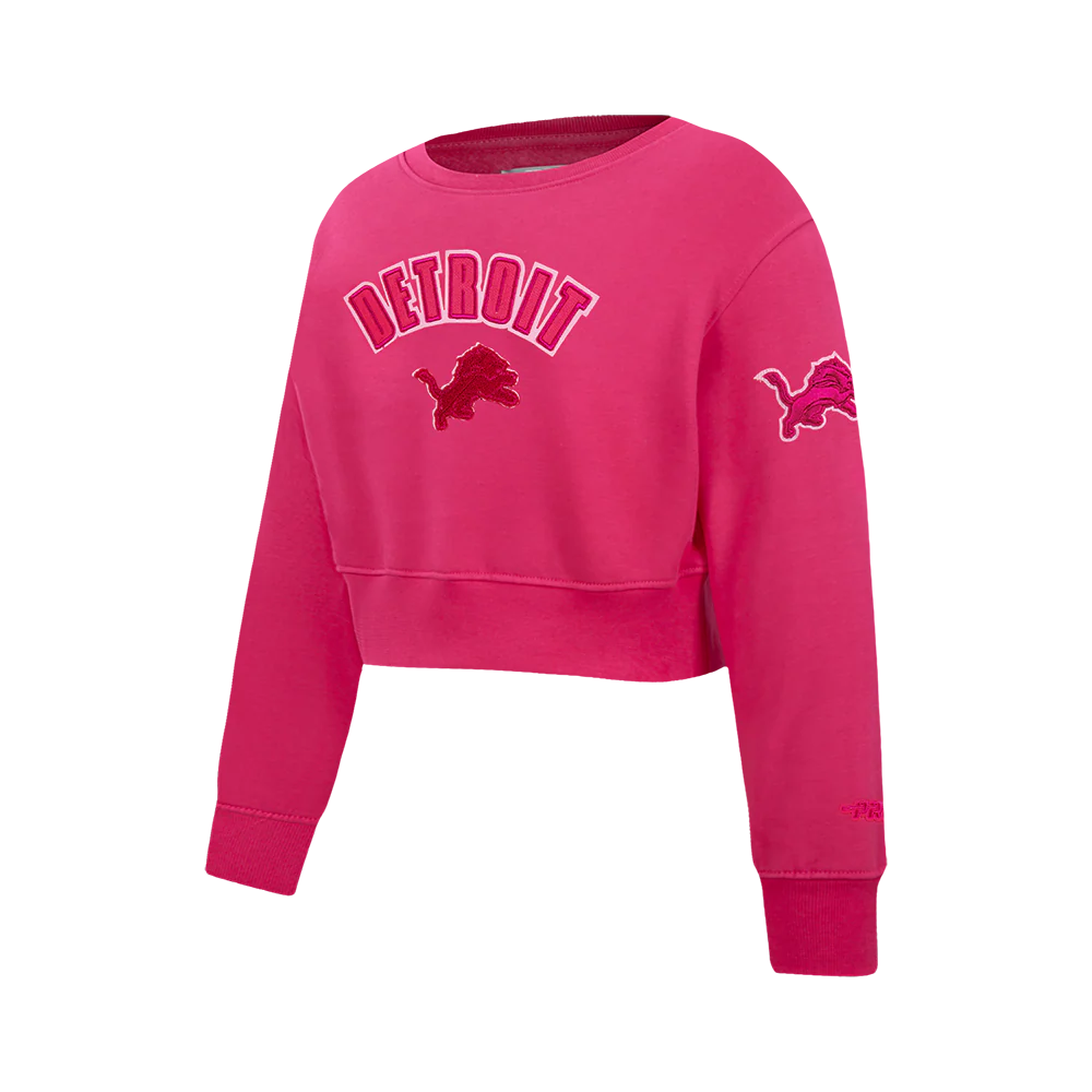 NFL DETROIT LIONS TRIPLE PINK LITTLE GIRLS FLEECE CREWNECK (BEETROOT PURPLE) - Image 2