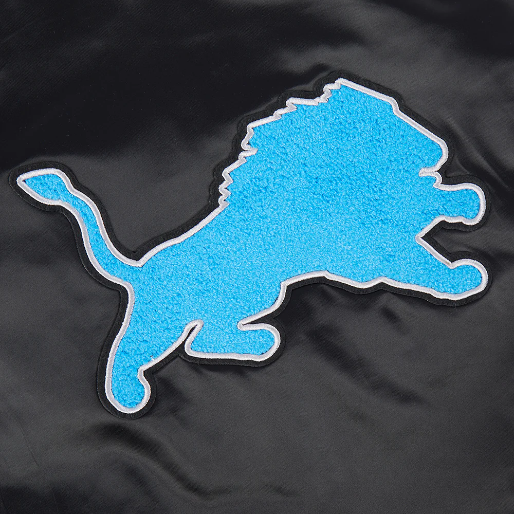 NFL DETROIT LIONS RETRO CLASSIC WOMEN'S RIB SATIN JACKET (BLACK) - Image 8