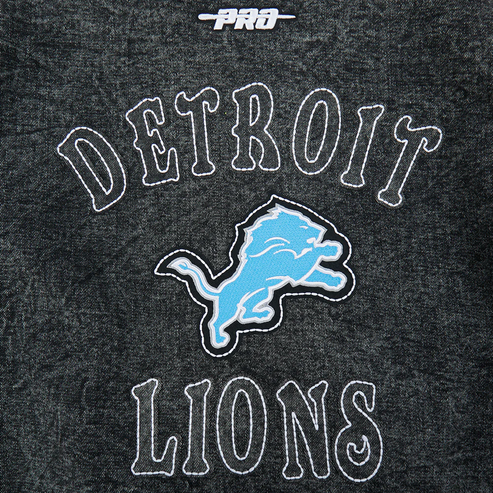 NFL DETROIT LIONS REBEL ATHLETICS WOMEN'S DENIM JACKET (WASHED BLACK/EGGSHELL) - Image 12