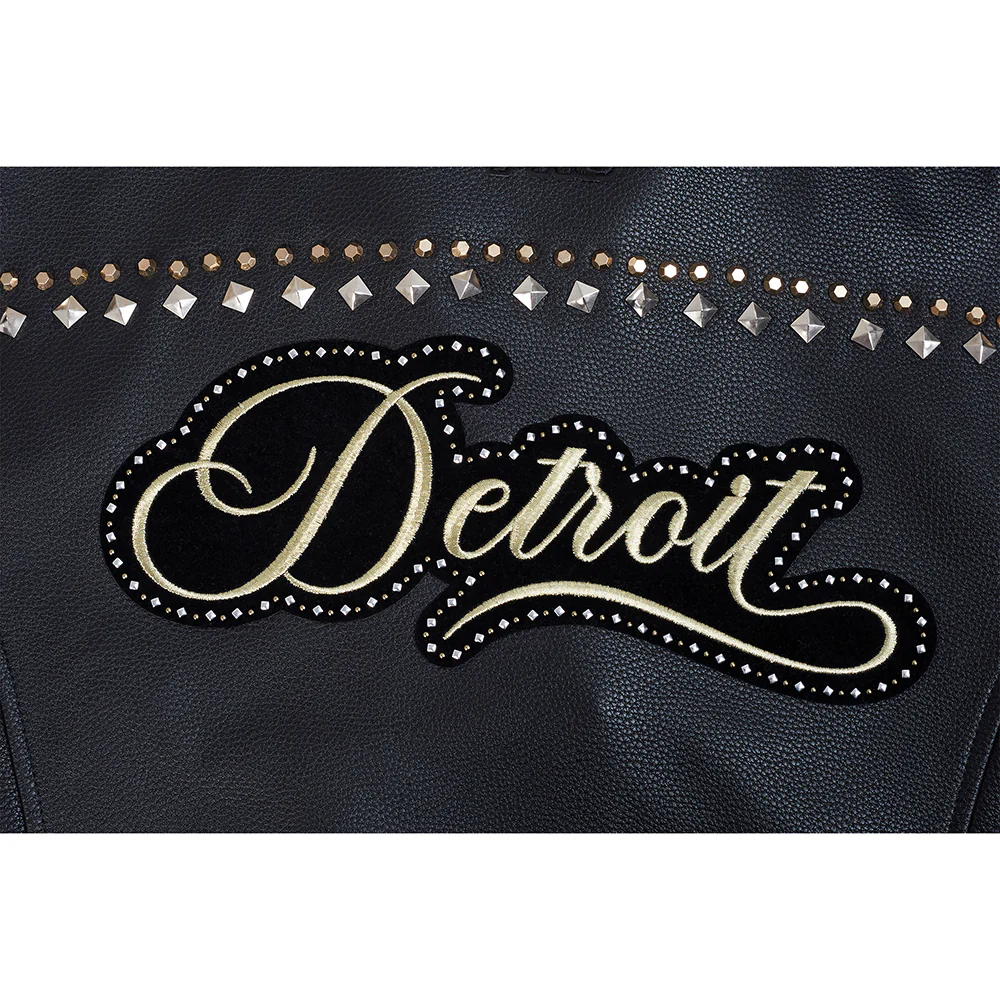 NFL DETROIT LIONS RENEGADE WOMEN'S LEATHER JACKET (BLACK) - Image 7