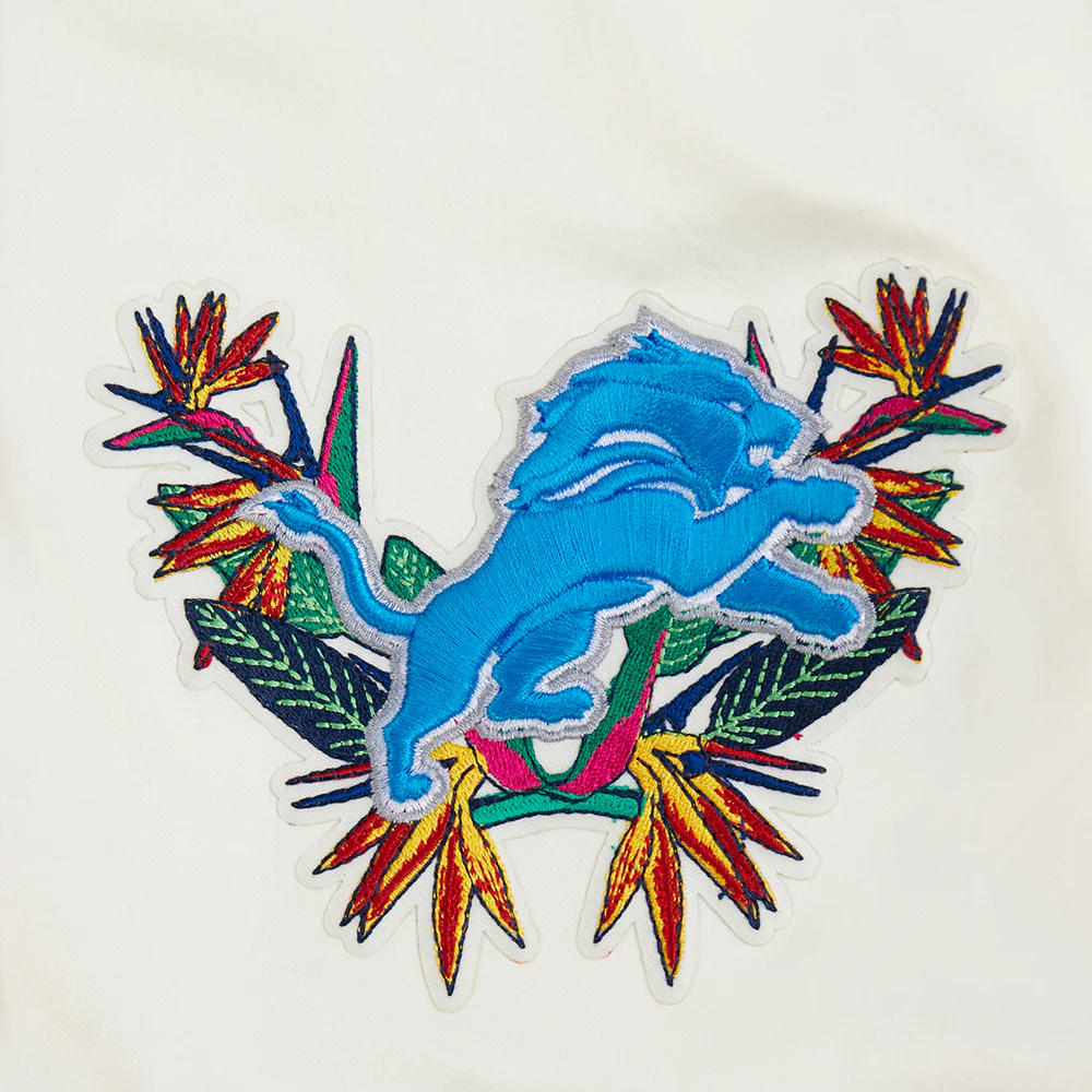 NFL DETROIT LIONS PARADISE WOMEN'S SATIN JACKET (EGGSHELL/ BLACK) - Image 5