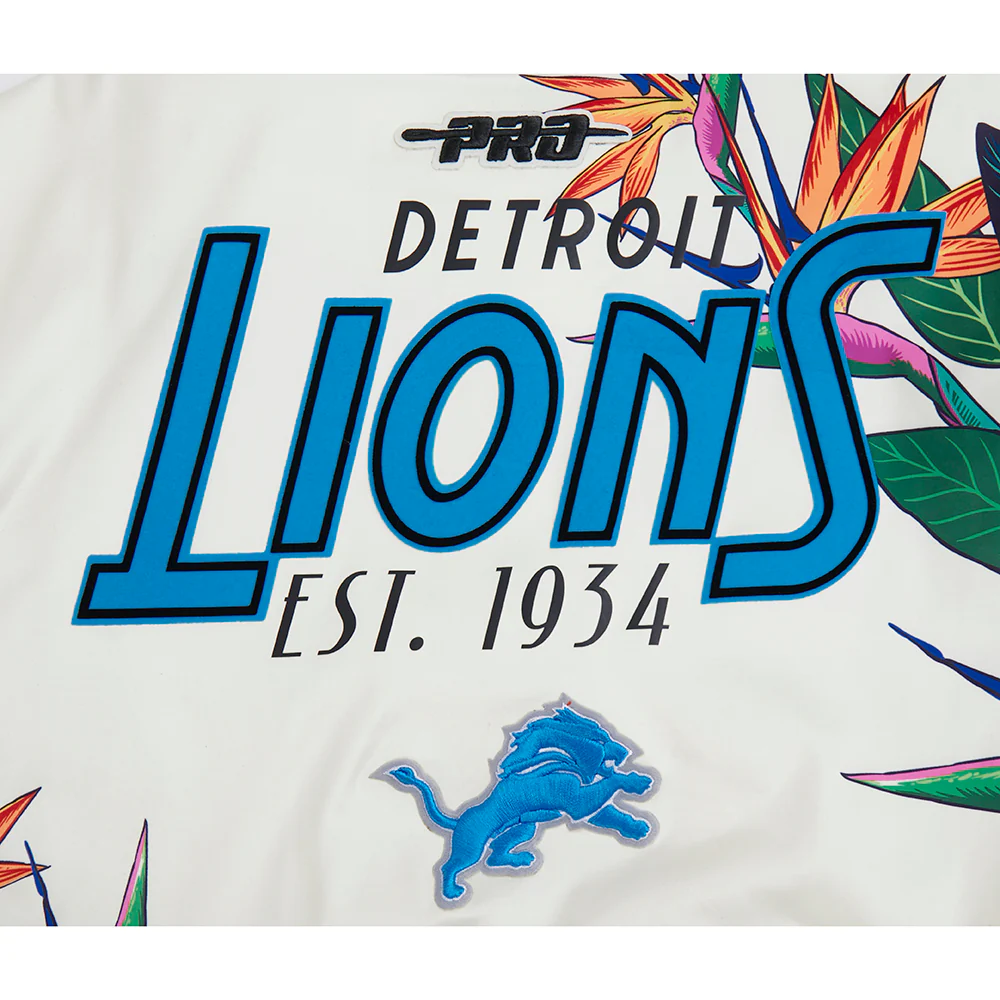 NFL DETROIT LIONS PARADISE WOMEN'S SATIN JACKET (EGGSHELL/ BLACK) - Image 6