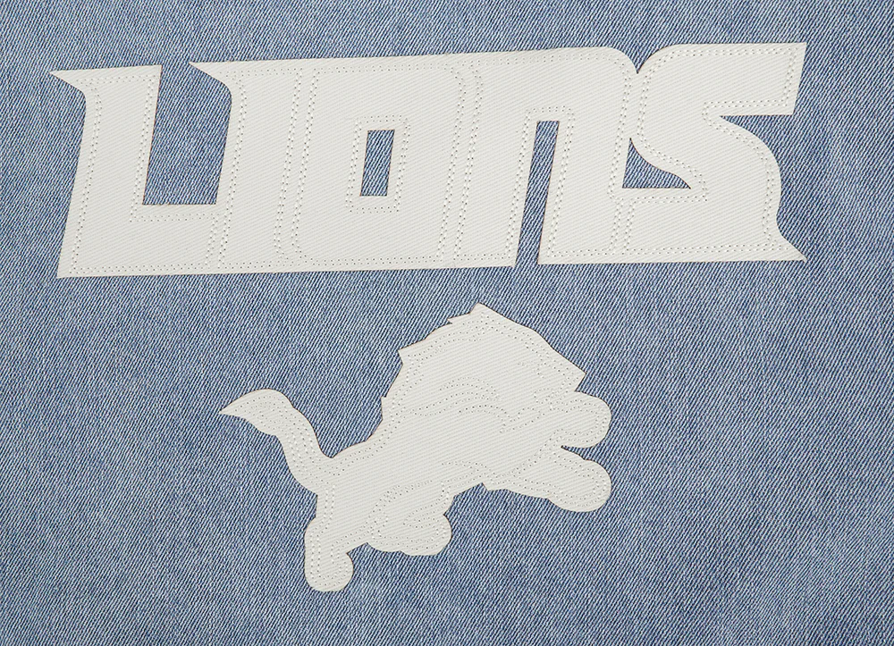 NFL DETROIT LIONS VARSITY BLUES WOMEN'S DENIM VARSITY JACKET (DENIM/LINEN) - Image 6