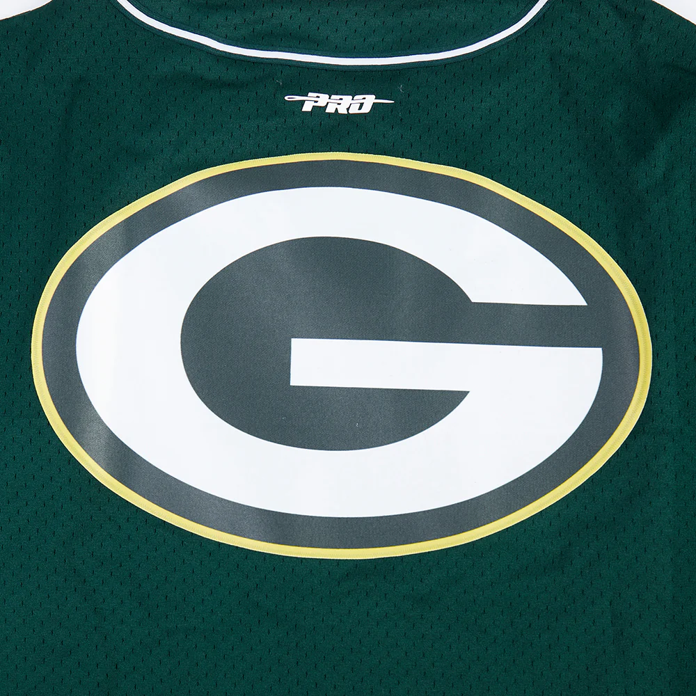 NFL GREEN BAY PACKERS SCRIPT TAIL MEN'S MESH BUTTON DOWN SHIRT (FOREST GREEN) - Image 7