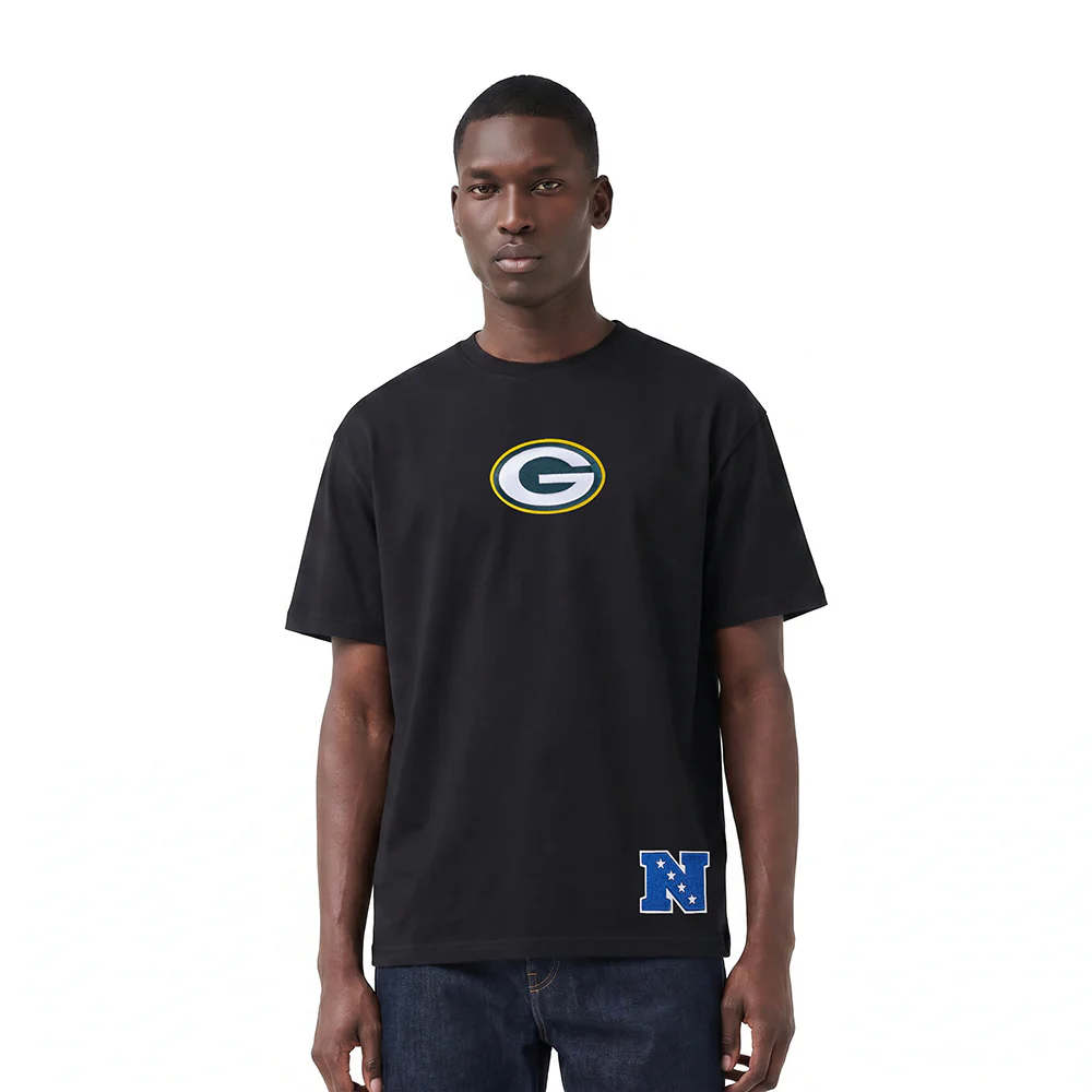 NFL GREEN BAY PACKERS WINGSPAN MEN'S CJ DROP SHOULDER TEE (BLACK) - Image 2