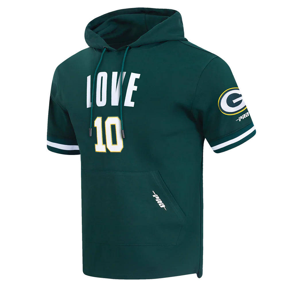 NFL GREEN BAY PACKERS JORDAN LOVE #10 CLASSIC MEN'S SS PO HOODIE (FOREST GREEN) - Image 2
