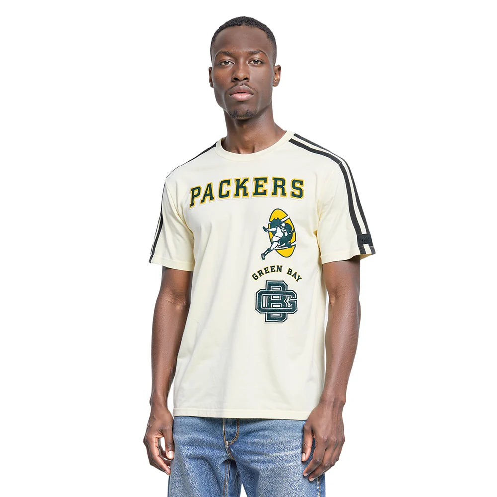 NFL GREEN BAY PACKERS RETRO CLASSIC MEN'S STRIPED TEE (EGGSHELL/ BLACK)
