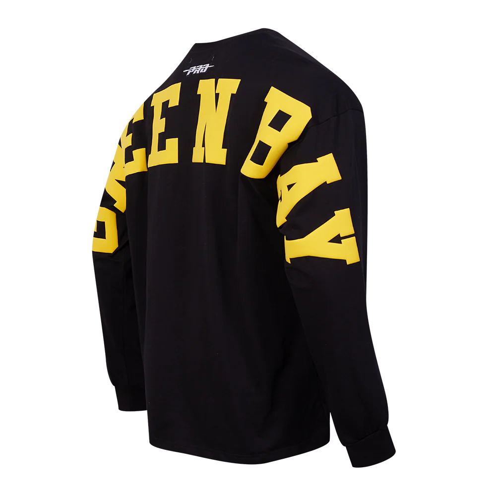 NFL GREEN BAY PACKERS WINGSPAN MEN'S DROP SHOULDER LS TEE (BLACK) - Image 6