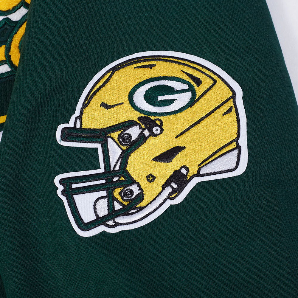 NFL GREEN BAY PACKERS SCRIPT TAIL MEN'S RIB FLC PO HOODIE (FOREST GREEN) - Image 11