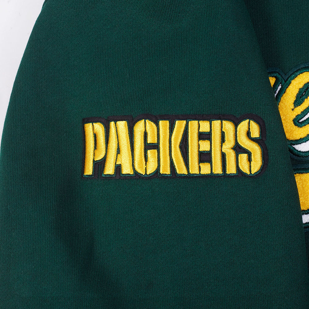 NFL GREEN BAY PACKERS SCRIPT TAIL MEN'S RIB FLC PO HOODIE (FOREST GREEN) - Image 12