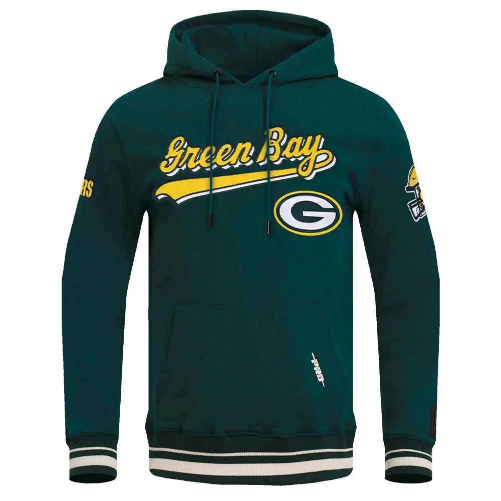 NFL GREEN BAY PACKERS SCRIPT TAIL MEN'S RIB FLC PO HOODIE (FOREST GREEN) - Image 3