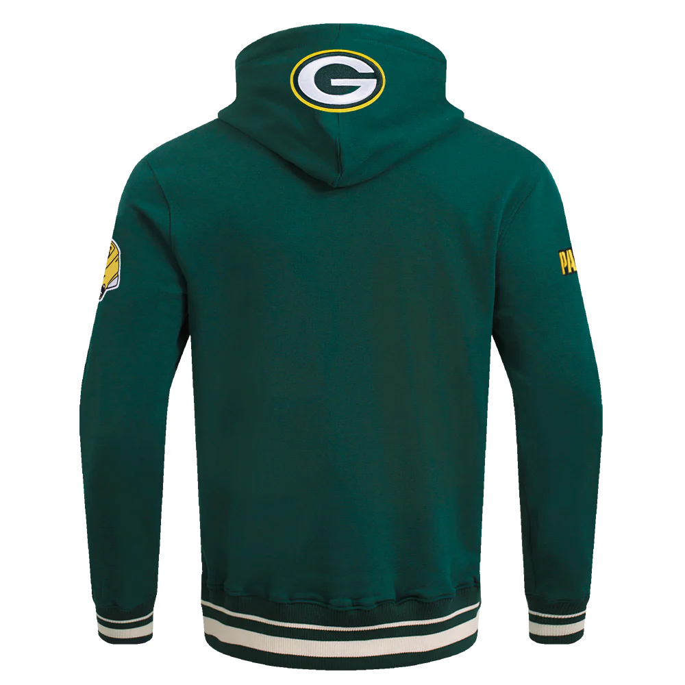 NFL GREEN BAY PACKERS SCRIPT TAIL MEN'S RIB FLC PO HOODIE (FOREST GREEN) - Image 7