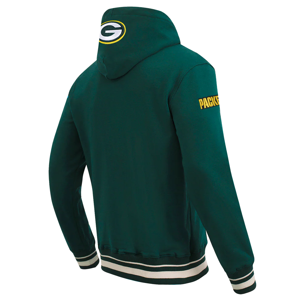 NFL GREEN BAY PACKERS SCRIPT TAIL MEN'S RIB FLC PO HOODIE (FOREST GREEN) - Image 8