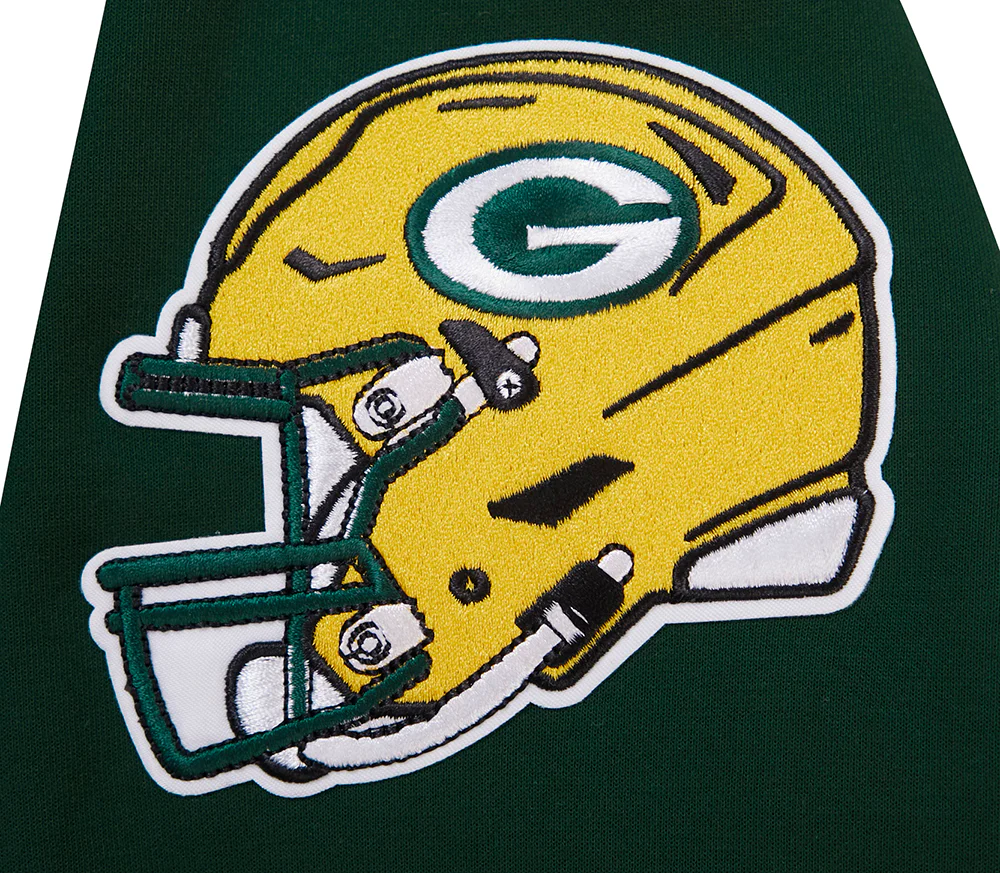 NFL GREEN BAY PACKERS CLASSIC CHENILLE MEN'S DOUBLE KNIT PULLOVER HOODIE (FOREST GREEN) - Image 7