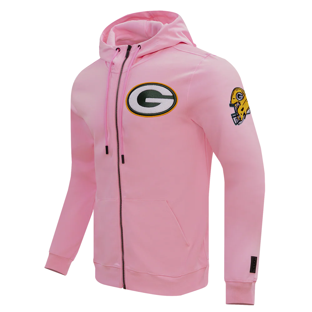 NFL GREEN BAY PACKERS  CLASSIC CHENILLE DOUBLE KNIT FULL ZIP HOODIE (PINK) - Image 2