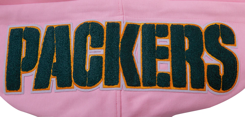 NFL GREEN BAY PACKERS  CLASSIC CHENILLE DOUBLE KNIT FULL ZIP HOODIE (PINK) - Image 5
