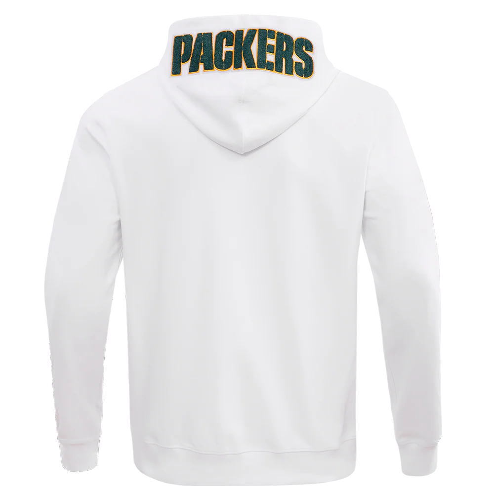 NFL GREEN BAY PACKERS CLASSIC CHENILLE DOUBLE KNIT FULL ZIP HOODIE (WHITE) - Image 4